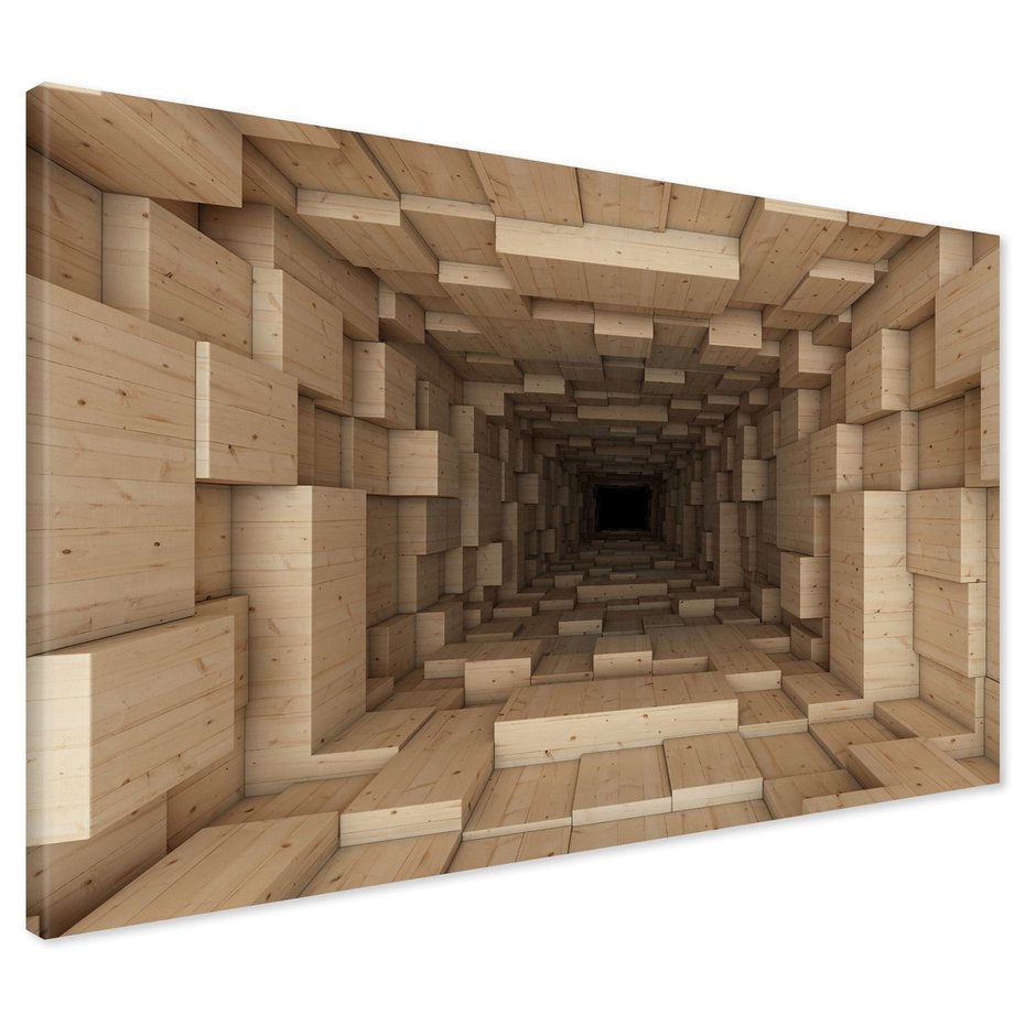 Obraz na płótnie - drewno, tunel, abstrakcja