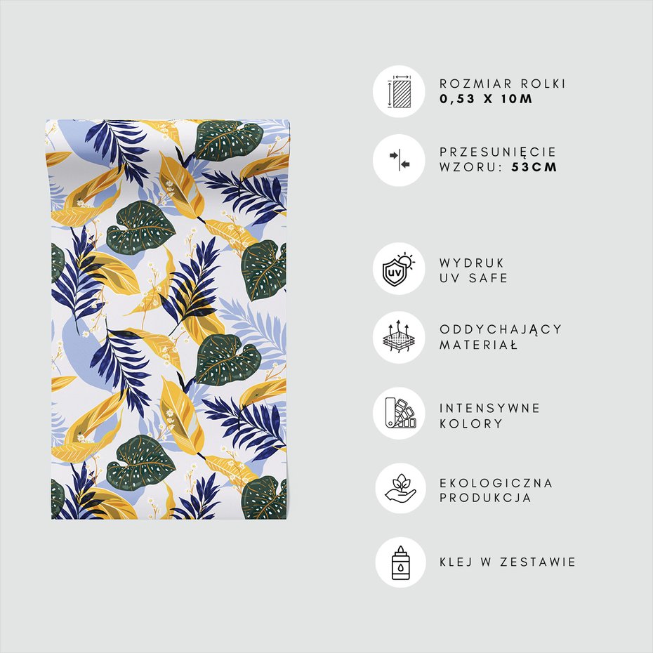 Tapeta - liście, kwiaty, wzór