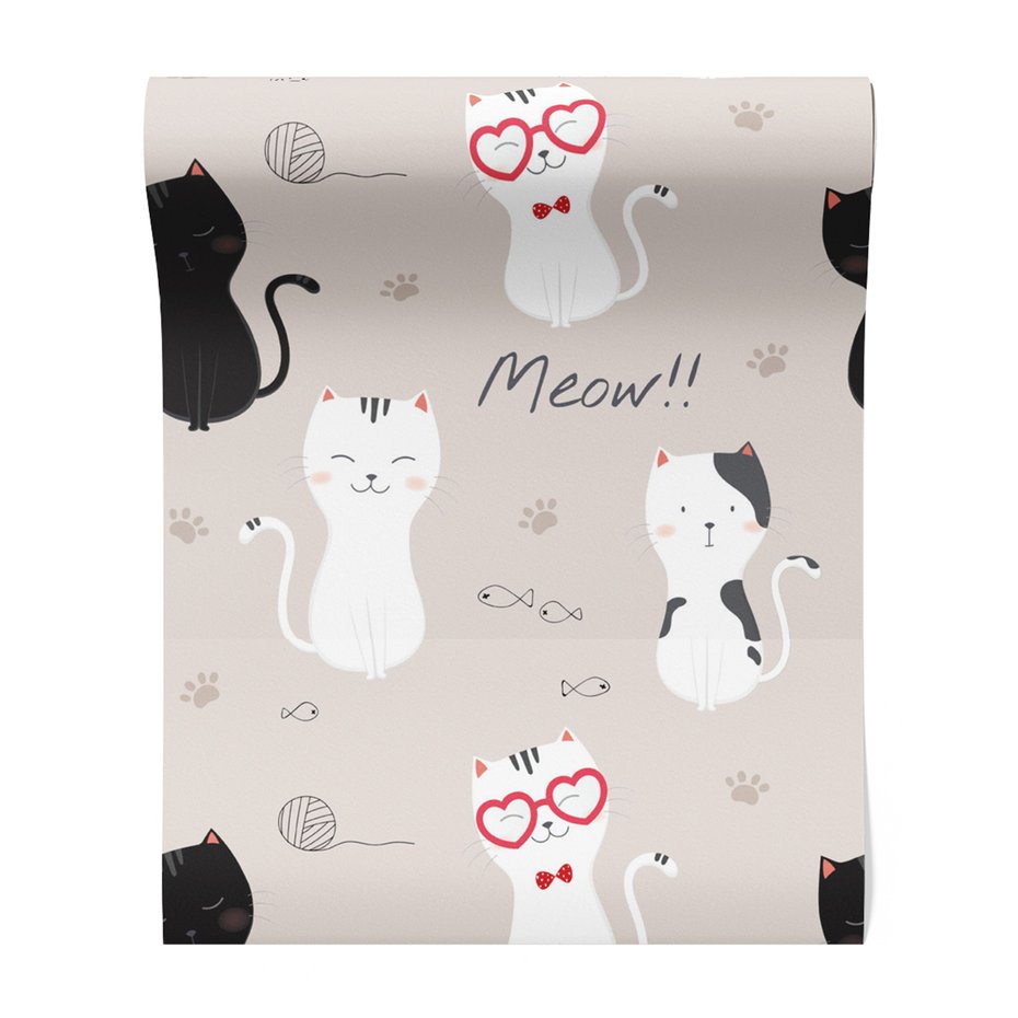 Tapeta - dziecięca, koty, tło, ryby