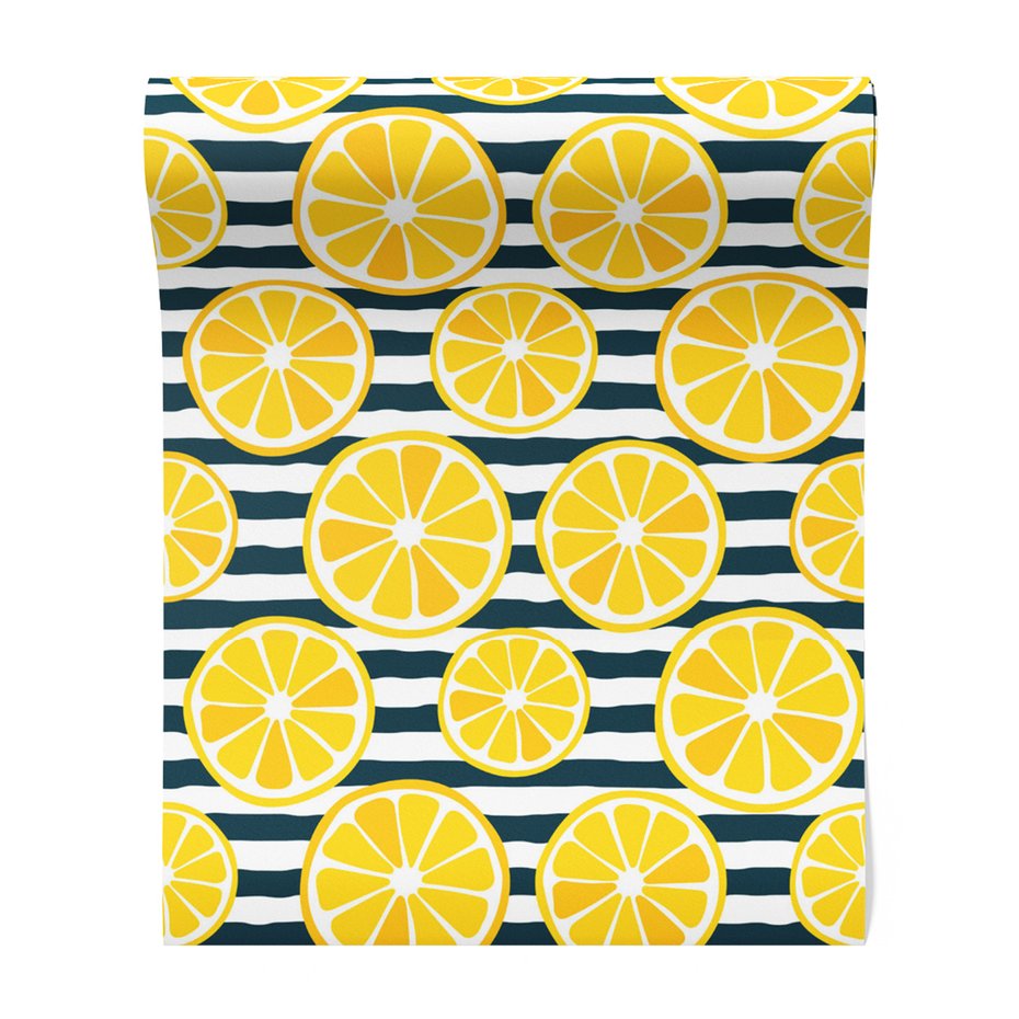 Tapeta - owoce, cytryny, paski