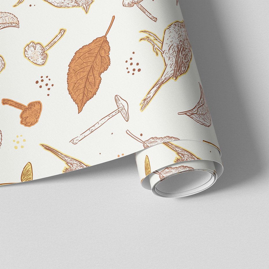 Tapeta - liście, grzyby, ptaki