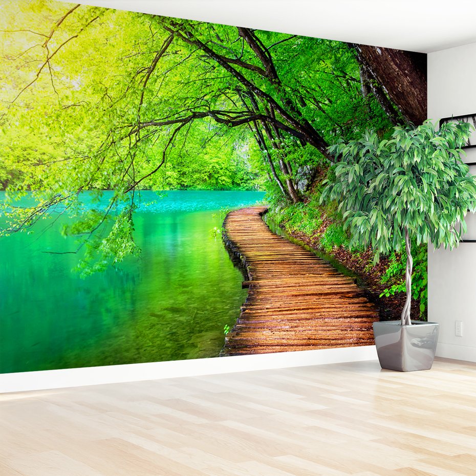 Fototapeta - las, woda, ścieżka
