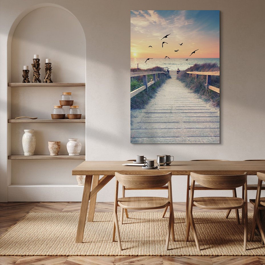 Obraz na płótnie - plaża, morze, ptaki