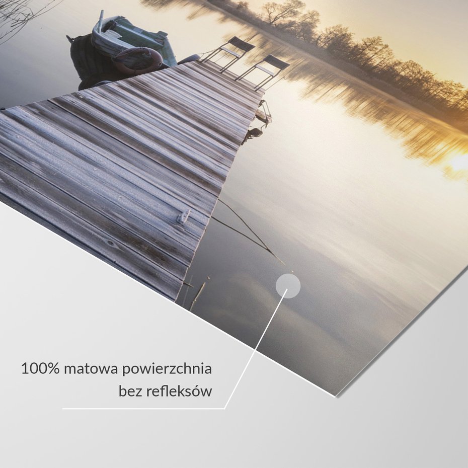 Fototapeta - jezioro, pomost, wschód słońca