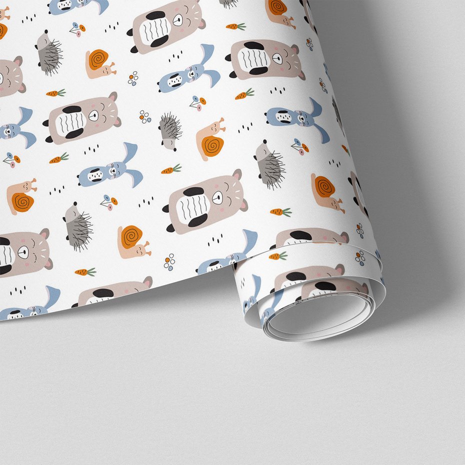 Tapeta - dziecięca, miś, królik, jeż