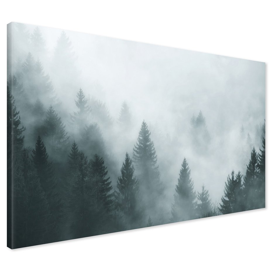 Obraz na płótnie - las, mgła, drzewa