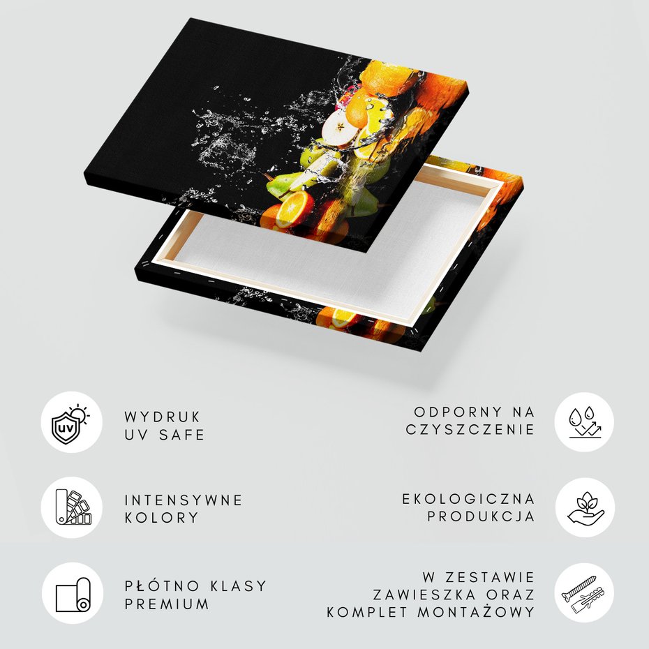 Obraz na płótnie - owoce, woda, świeżość