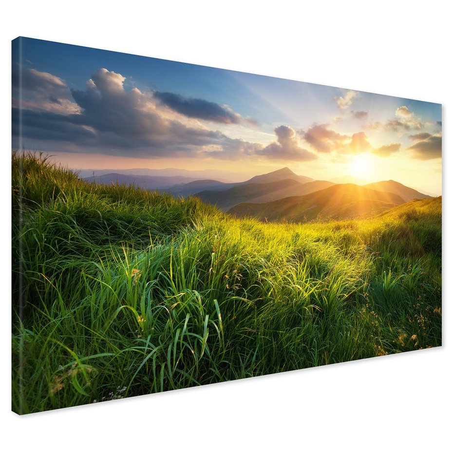 Obraz na płótnie - krajobraz, góry, słońce