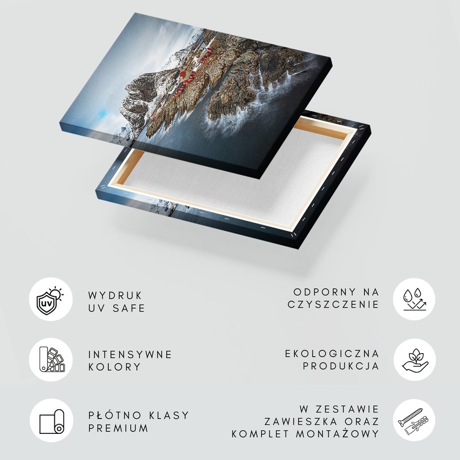 Obraz na płótnie - góry, morze, domy