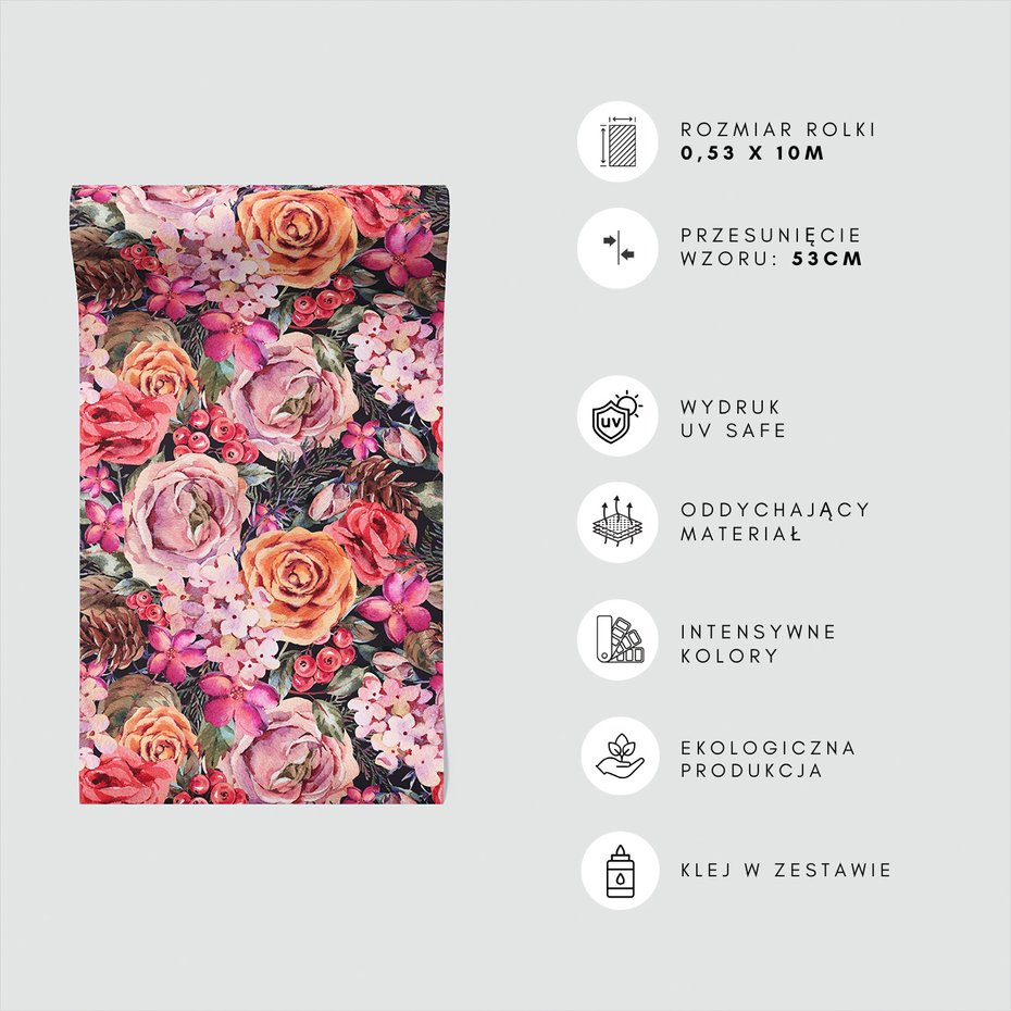 Tapeta - róże, kwiaty, szyszki