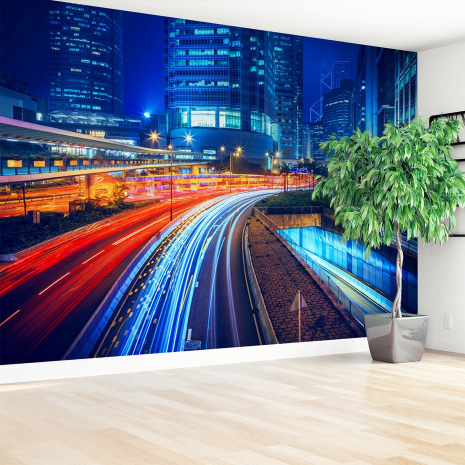 Fototapeta - miasto, noc, światła