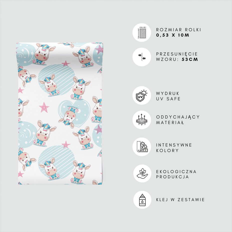 Tapeta - dziecięca, jednorożec, gwiazdy,