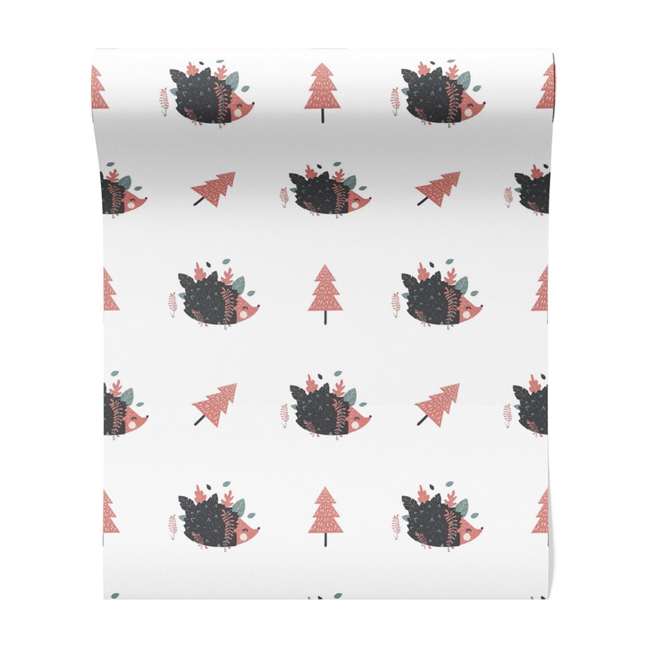 Tapeta - dziecięca, jeż, drzewo, liście