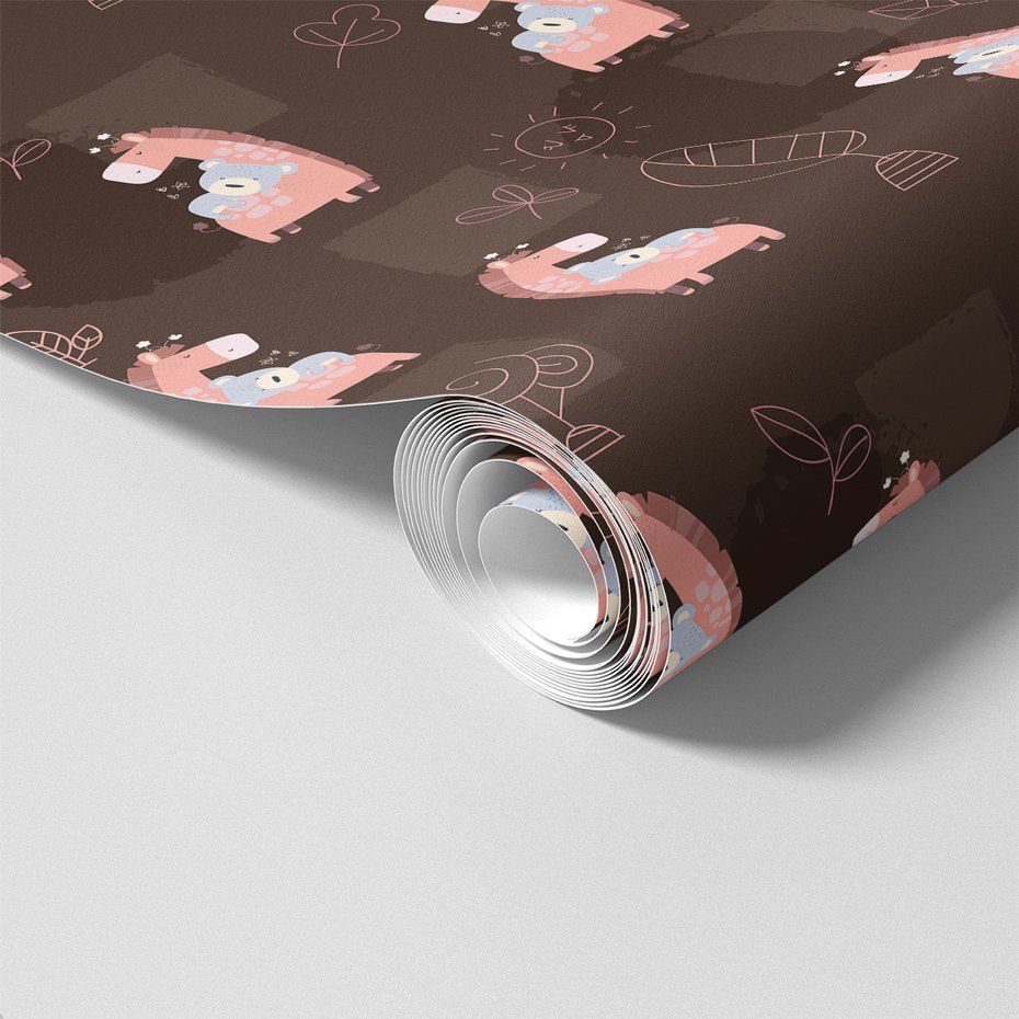 Tapeta - dziecięca, żyrafa, miś, zwierzęta