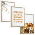Zestaw obrazy w ramie, plakaty - liście, jesień, gałęzie - rama drewno