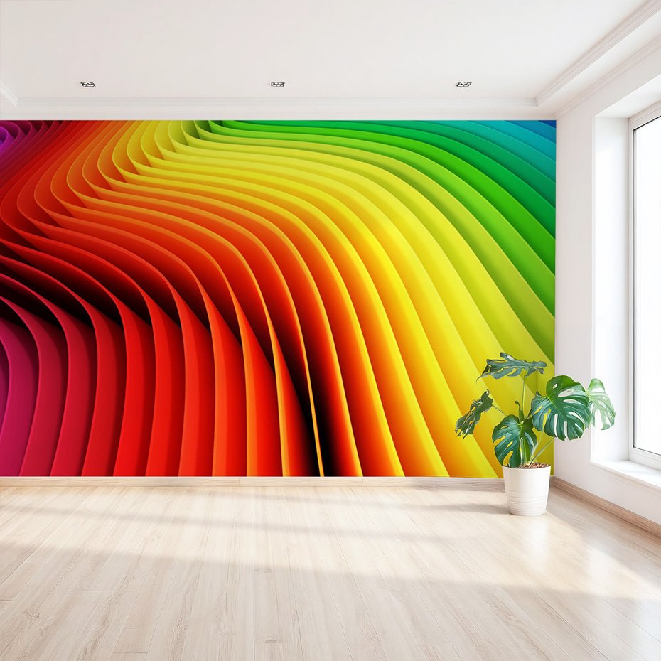Fototapeta - kolorowe, fale, tęcza