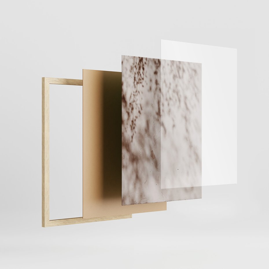 Zestaw obrazy w ramie, plakaty - cienie, trawa, abstrakcja - rama drewno