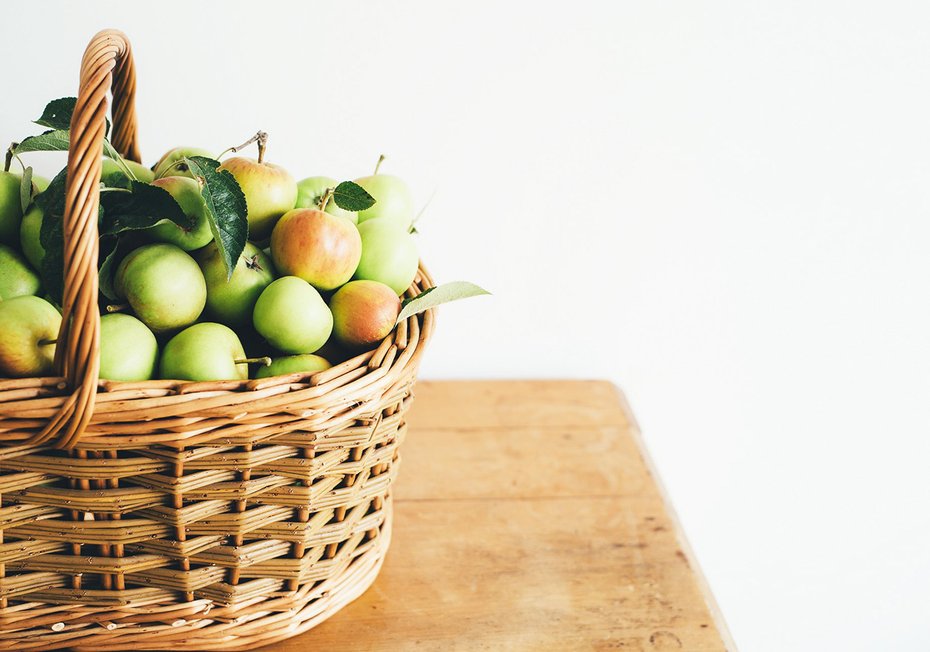 Fototapeta - jabłka, koszyk, owoce