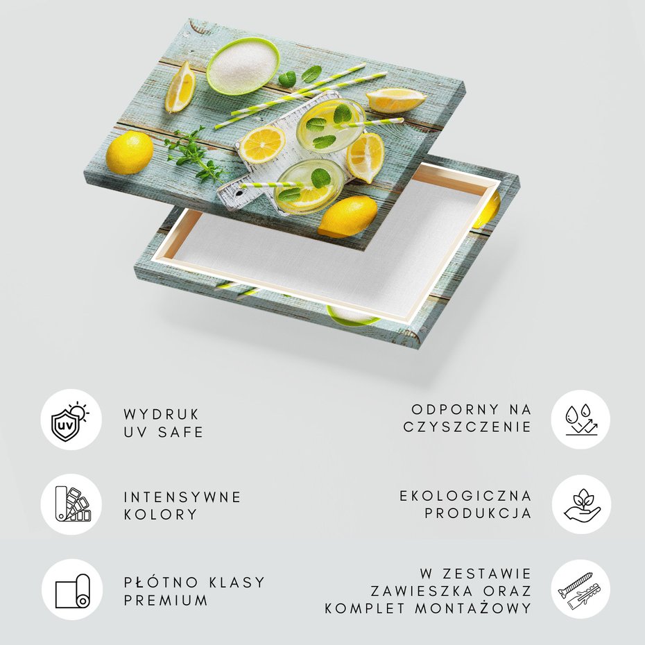 Obraz na płótnie - cytryny, napój, orzeźwienie