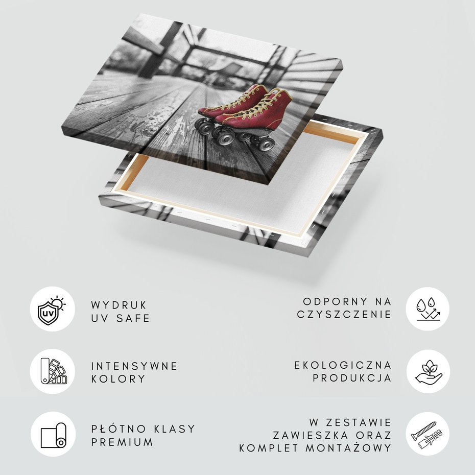 Obraz na płótnie - wrotki, retro, czerwone