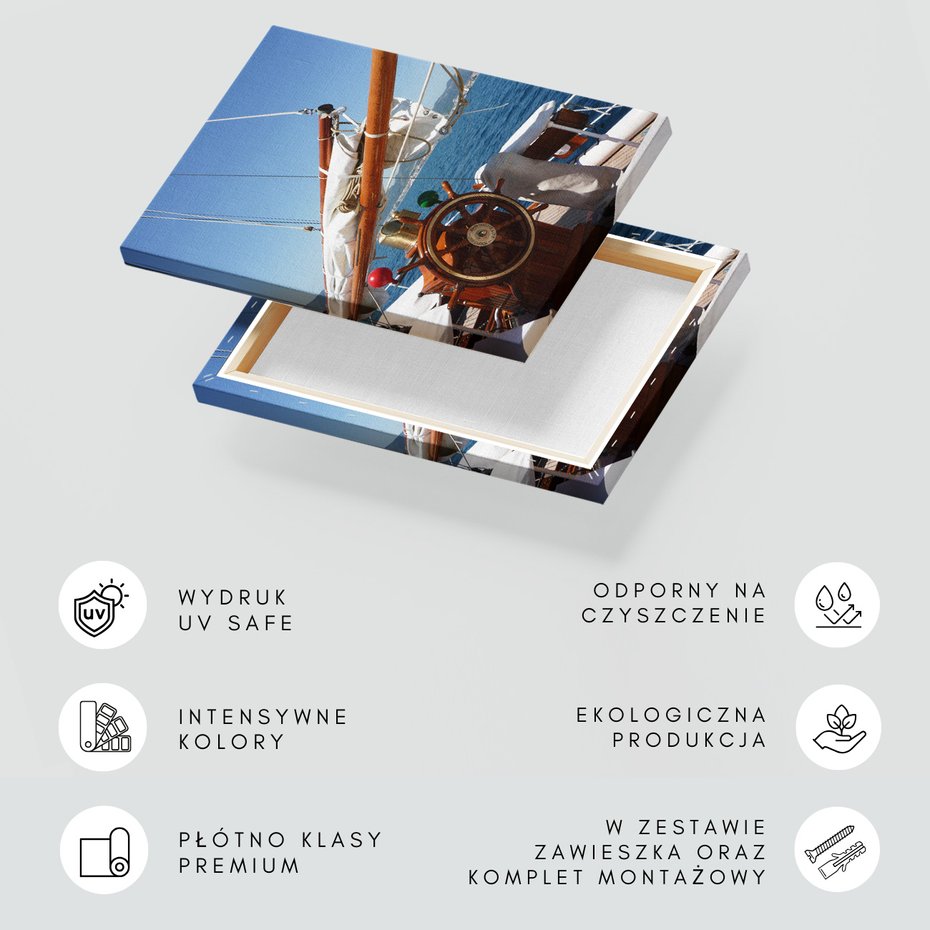 Obraz na płótnie - żaglówka, morze, ster