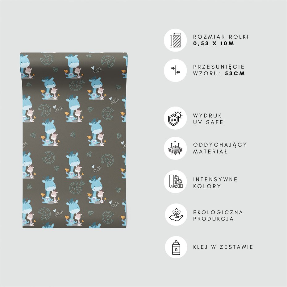 Tapeta - dziecięca, żyrafy, pizza, tło