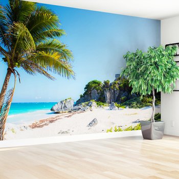 Fototapeta - plaża, morze, palmy