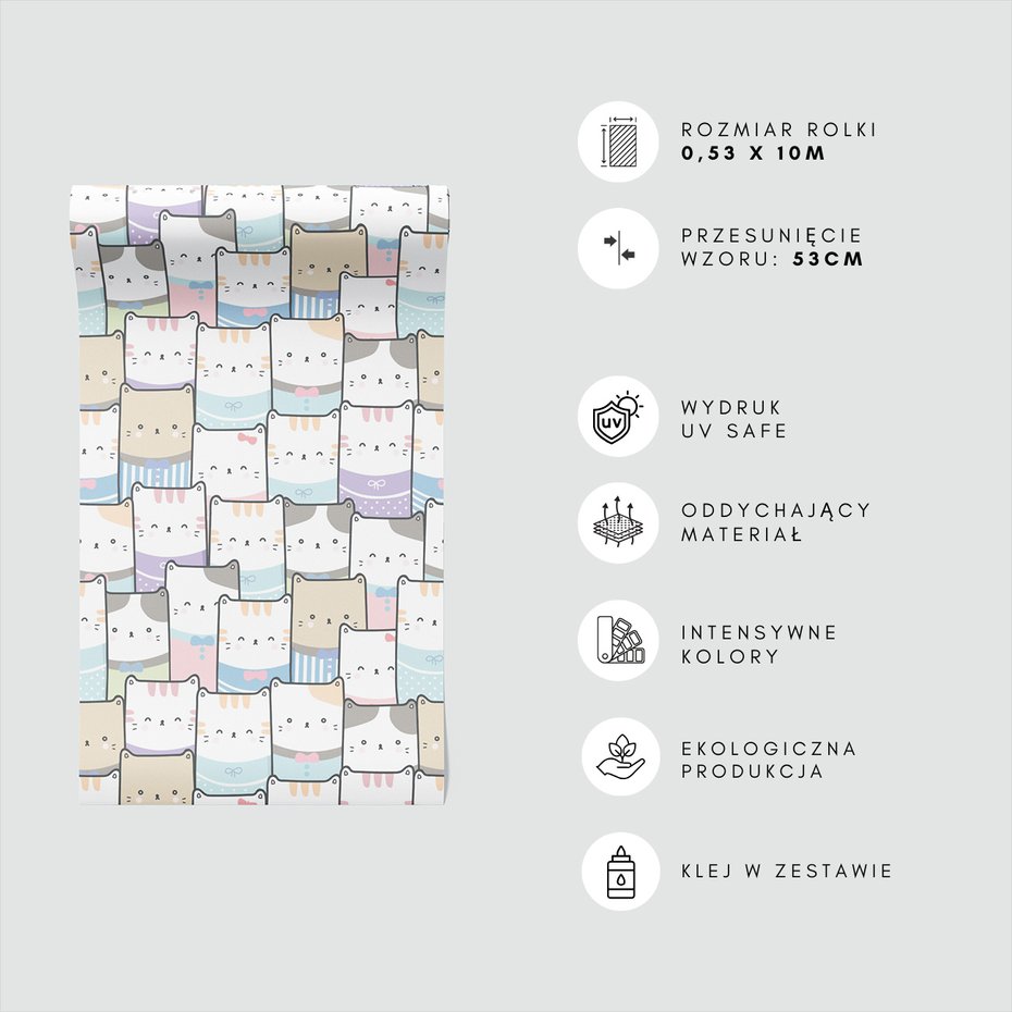 Tapeta - dziecięca, koty, ilustracja, tło
