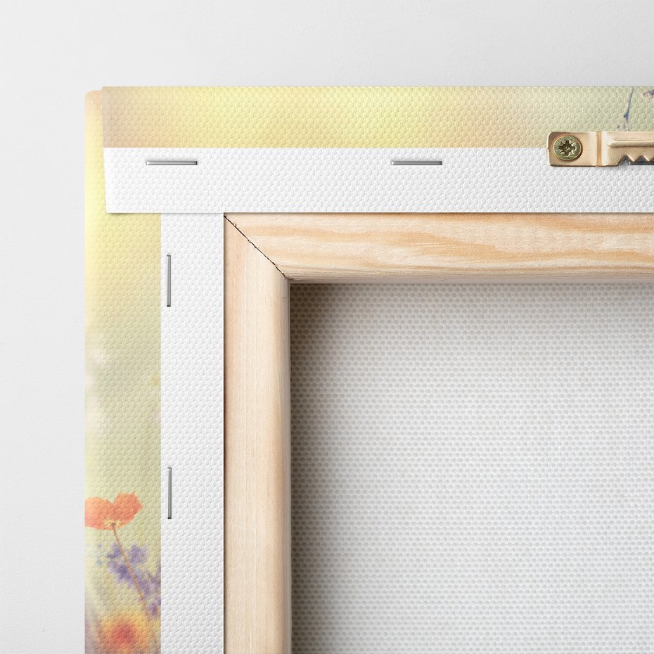 Obraz na płótnie - ptak, kwiaty, łąka