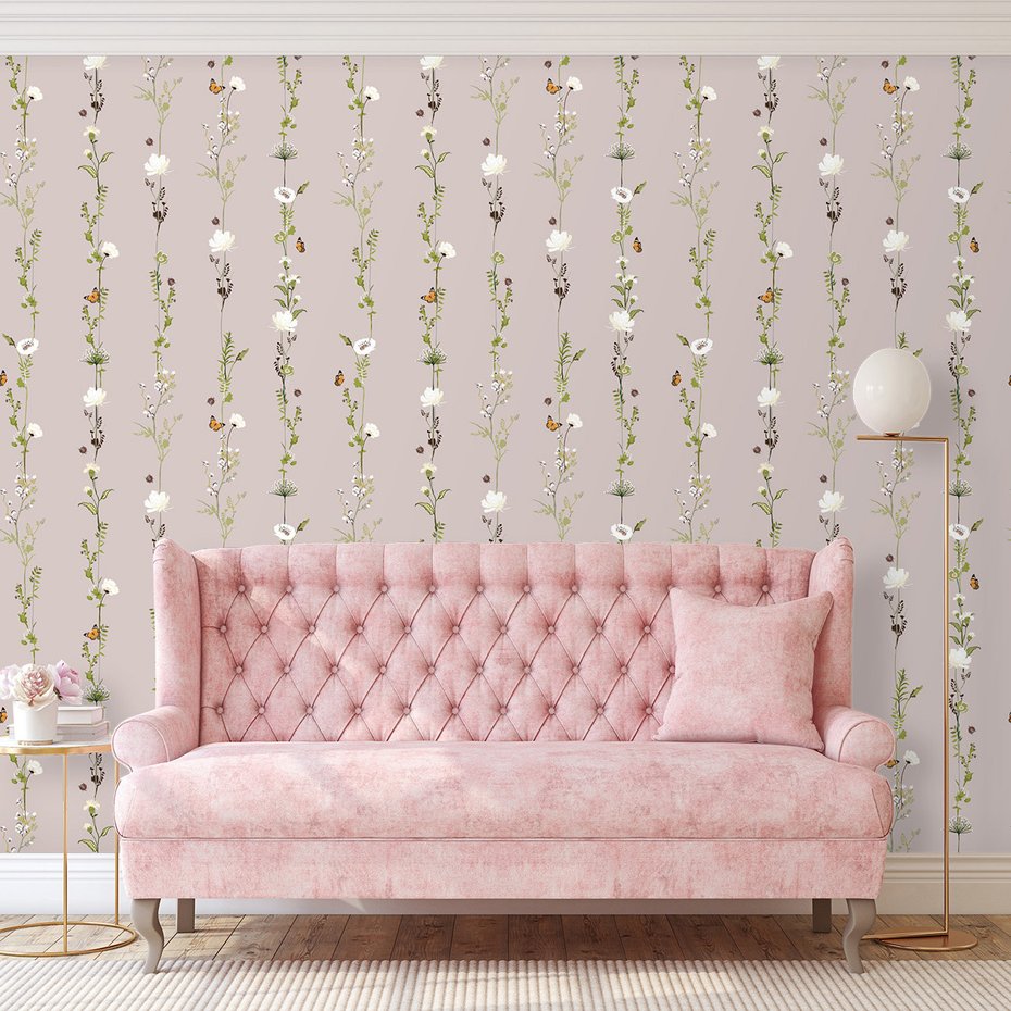 Tapeta - kwiaty, motyle, rośliny