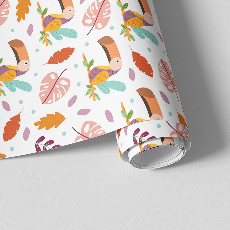 Tapeta - dziecięca, tukany, liście, gałąź