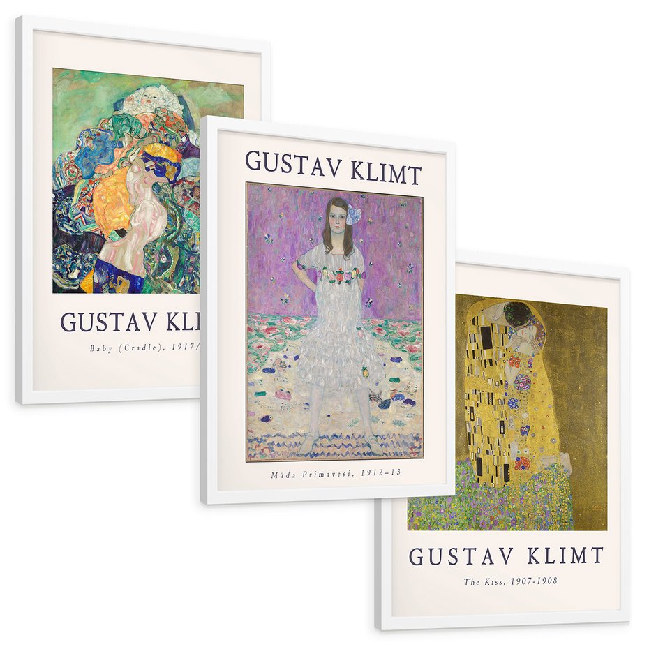 Zestaw obrazy w ramie, plakaty - Gustav Klimt, obraz, sztuka - rama biała