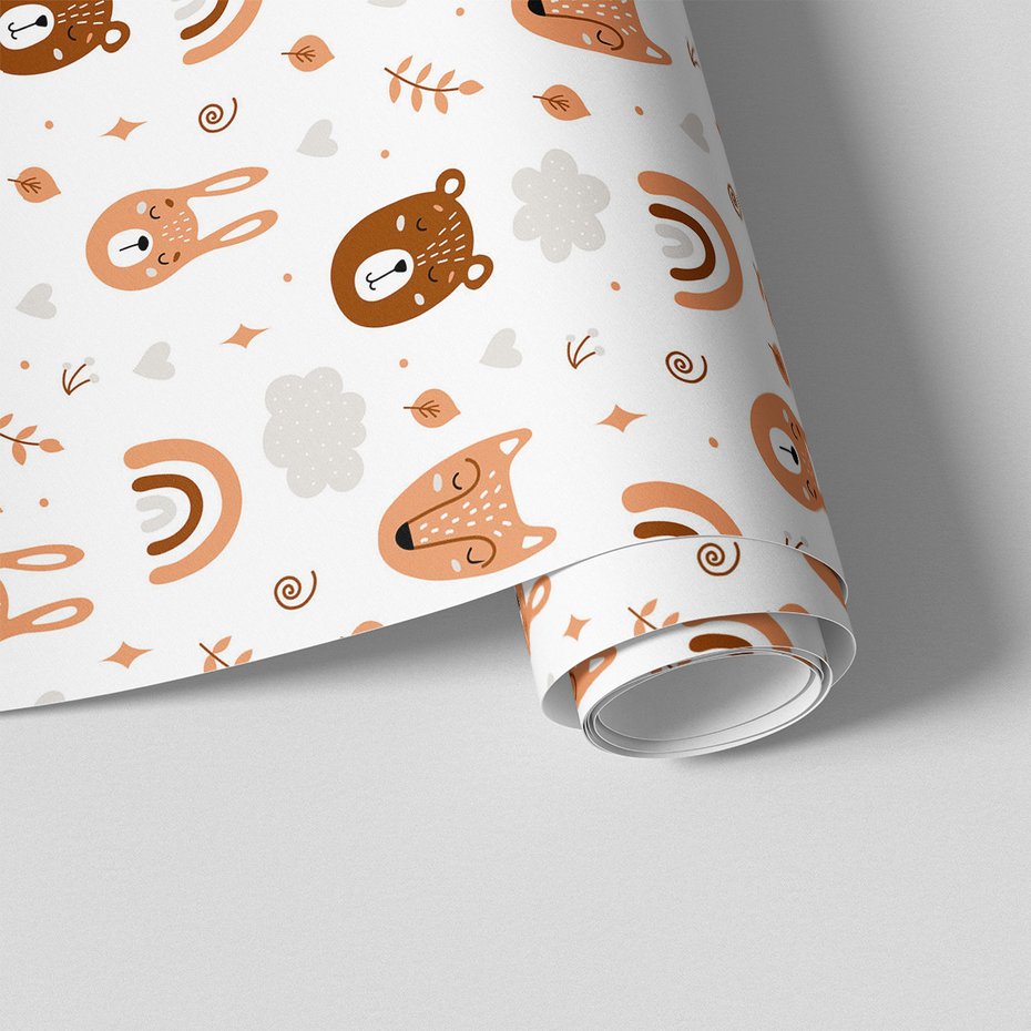 Tapeta - dziecięca, zwierzęta, chmury, liście