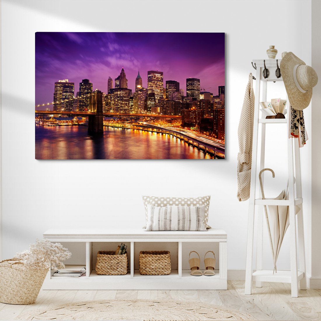 Obraz na płótnie - miasto, most, noc
