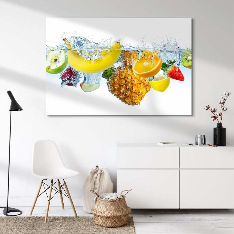 Obraz na płótnie - owoce, woda, świeżość