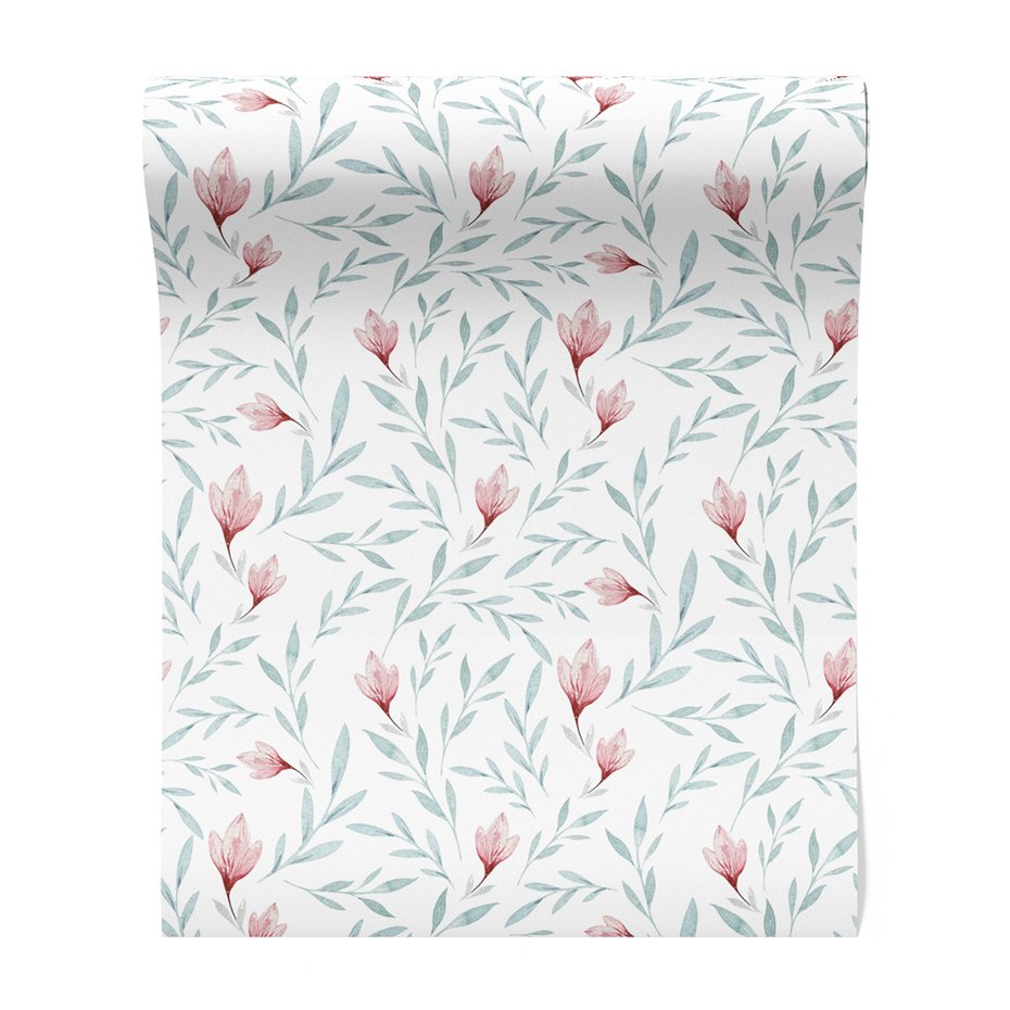 Tapeta - kwiaty, liście, wzór