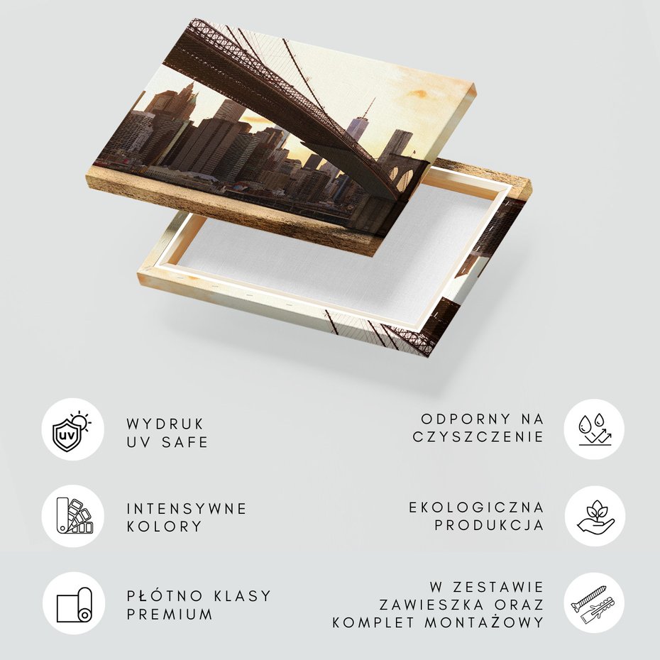 Obraz na płótnie - Brooklyn Bridge, miasto, woda