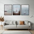 Zestaw obrazy w ramie, plakaty - morze, plaża, krajobraz - rama czarna