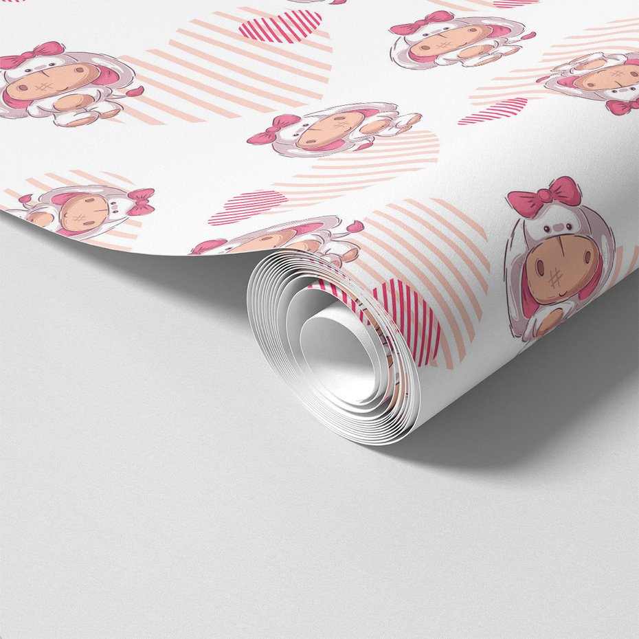 Tapeta - dziecięca, zwierzęta, serca, tło