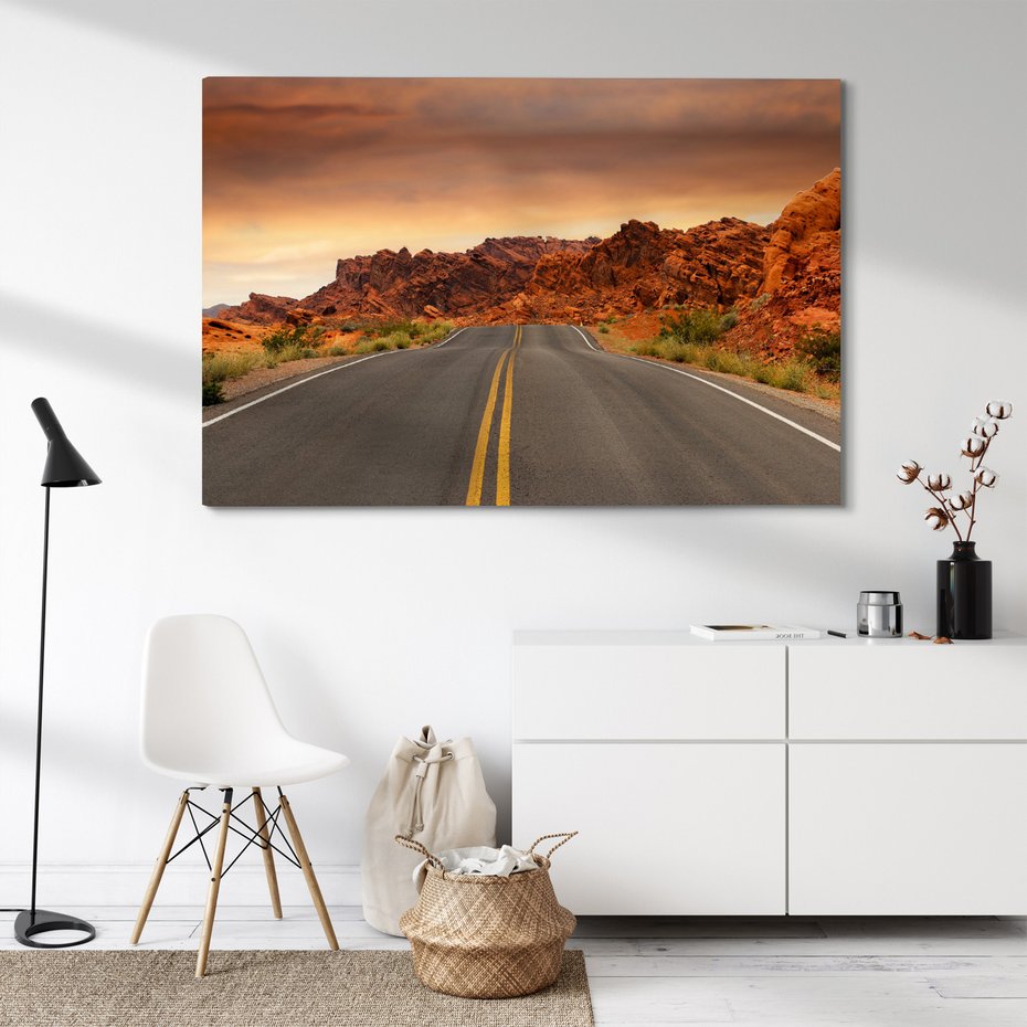 Obraz na płótnie - droga, skały, krajobraz