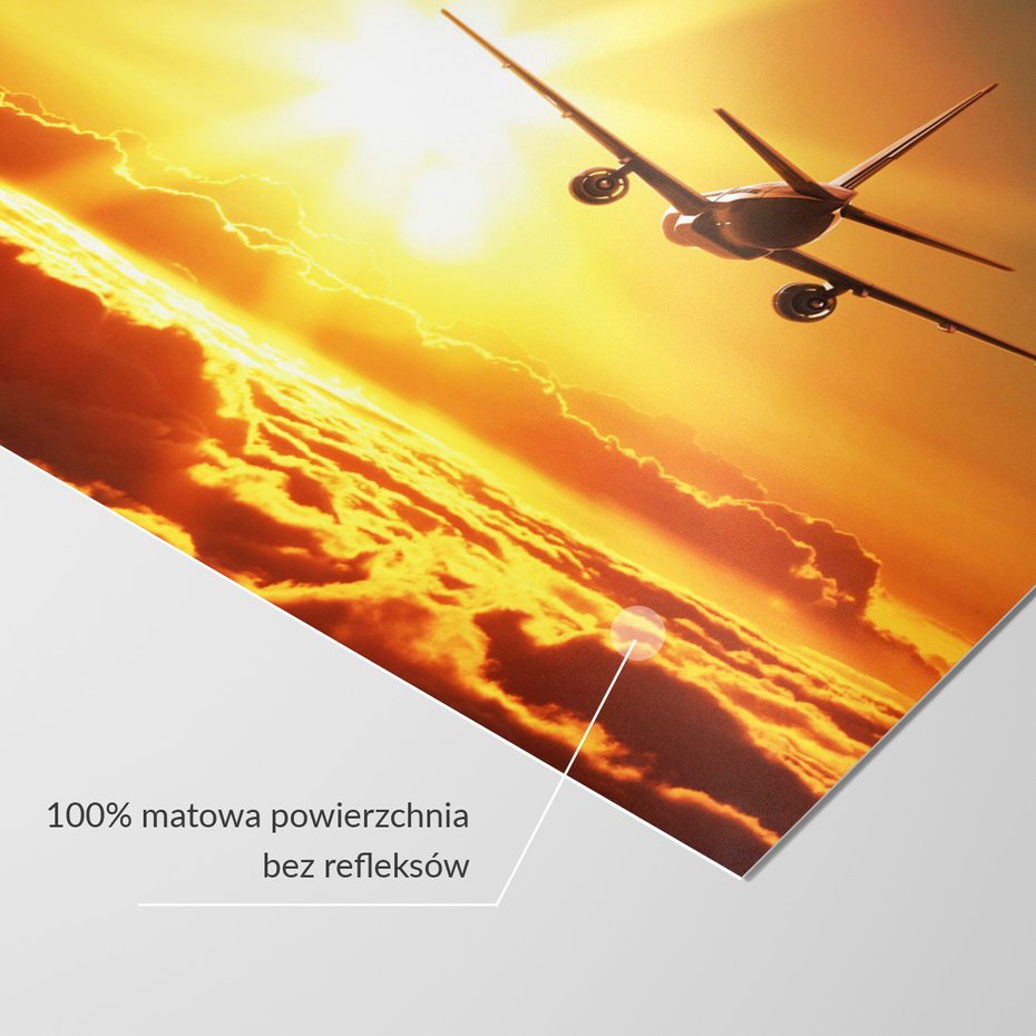 Fototapeta - samolot, niebo, zachód słońca