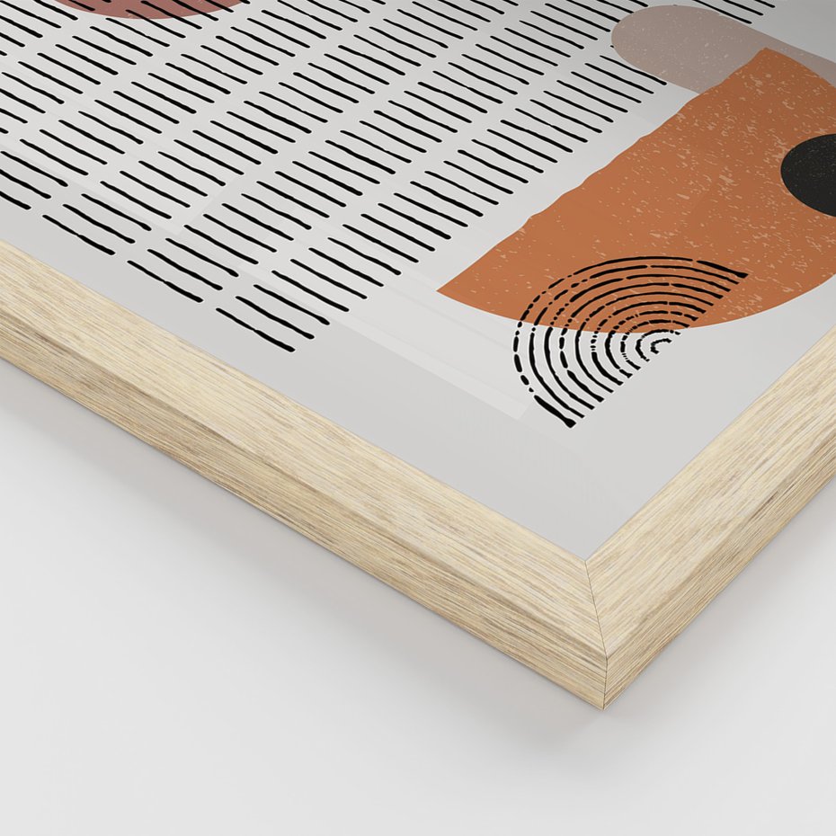 Zestaw obrazy w ramie, plakaty - abstrakcja, grafika, geometria - rama drewno