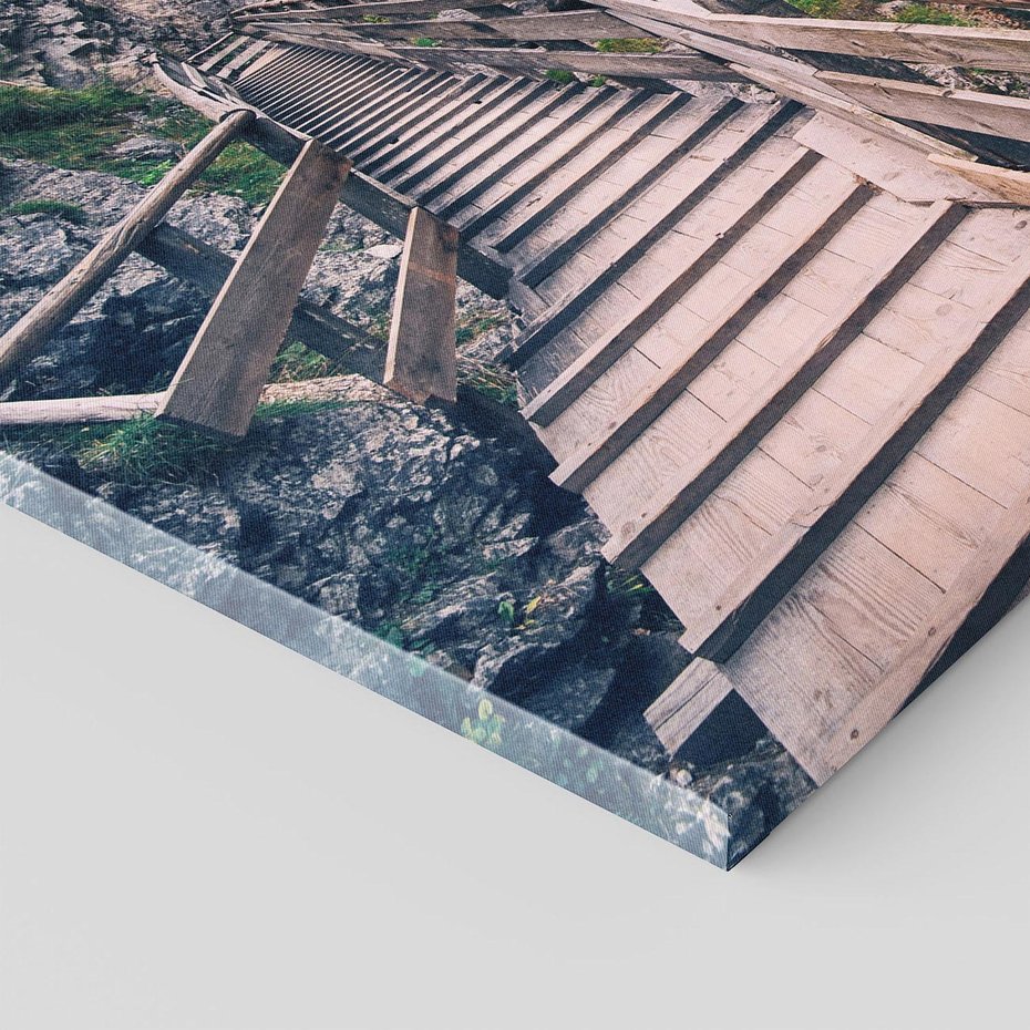 Obraz na płótnie - wodospad, schody, góry