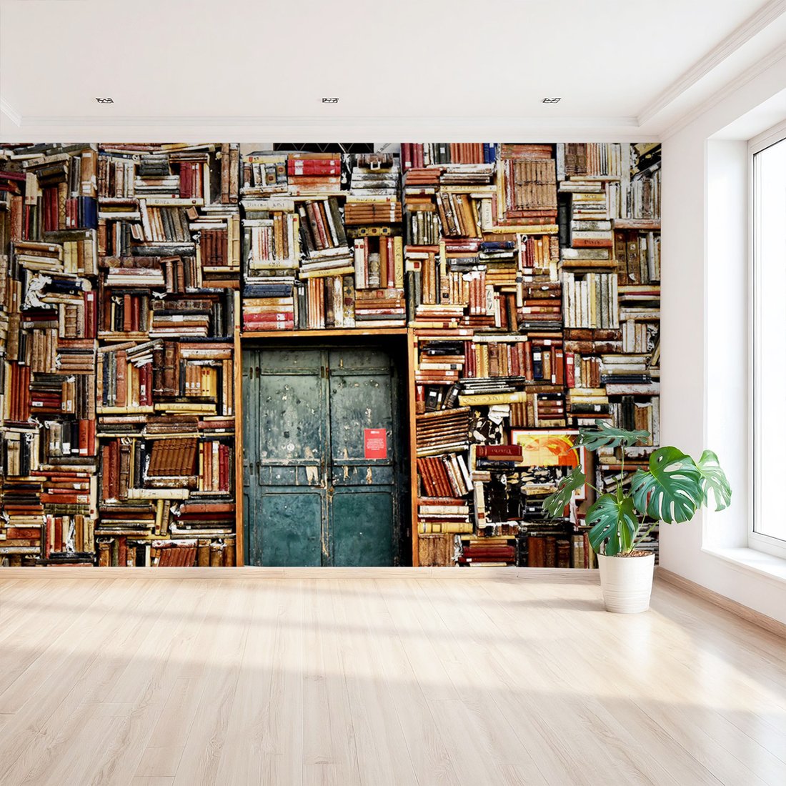 Fototapeta - książki, ściana, drzwi