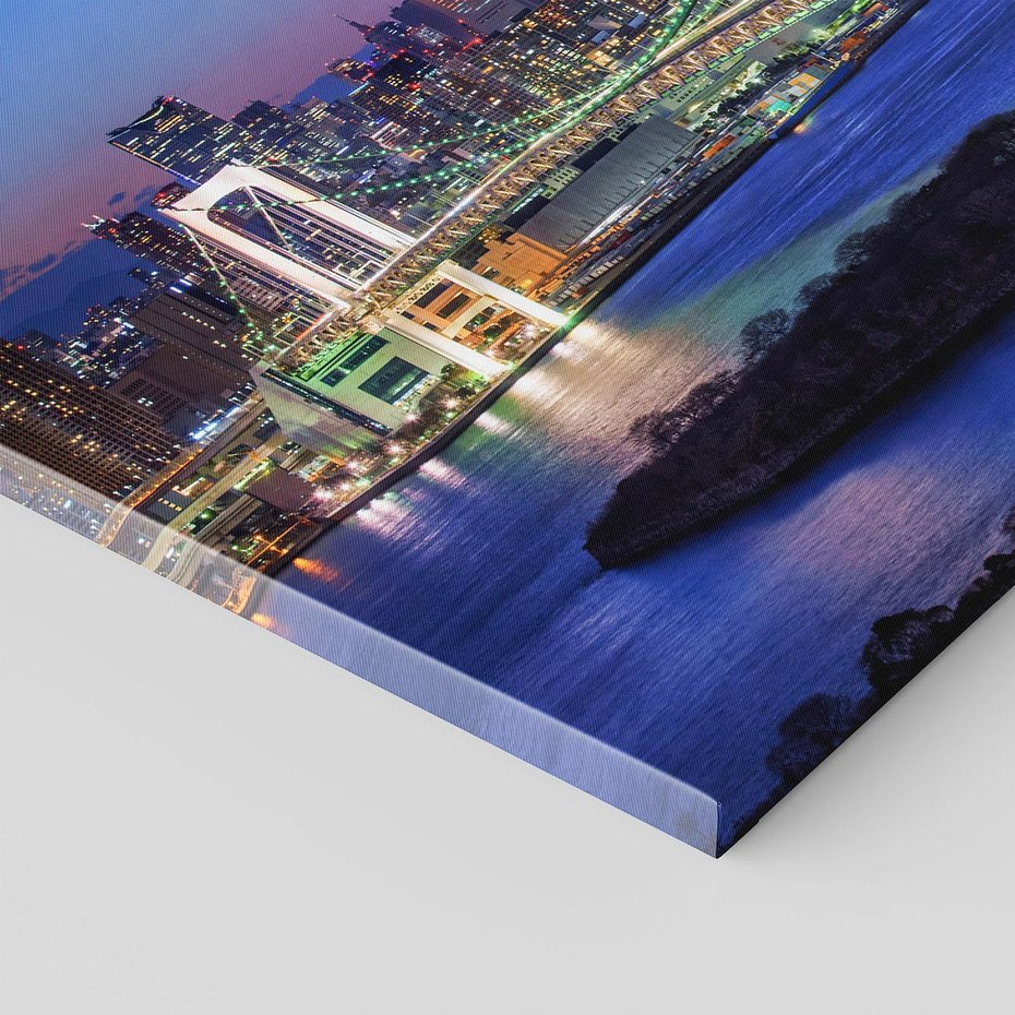 Obraz na płótnie - miasto, most, noc