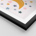 Zestaw obrazy w ramie, plakaty - gwiazdy, księżyc, tęcza - rama czarna