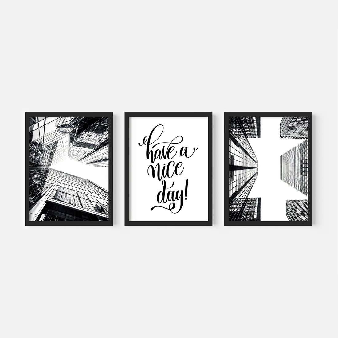 Zestaw obrazy w ramie, plakaty - architektura, budynki, miejski - rama czarna