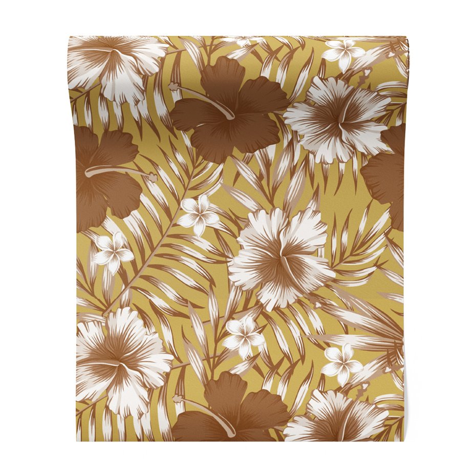 Tapeta - kwiaty, liście, hibiskus