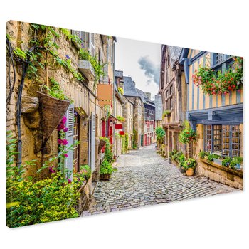 Obraz na płótnie - uliczka, kwiaty, budynki