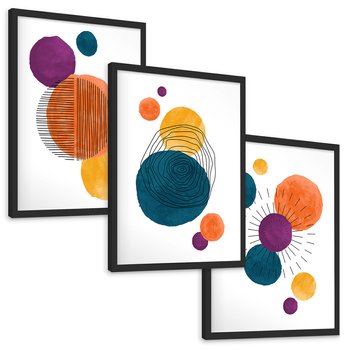 Zestaw obrazy w ramie, plakaty - abstrakcja, grafika, nowoczesne - rama czarna